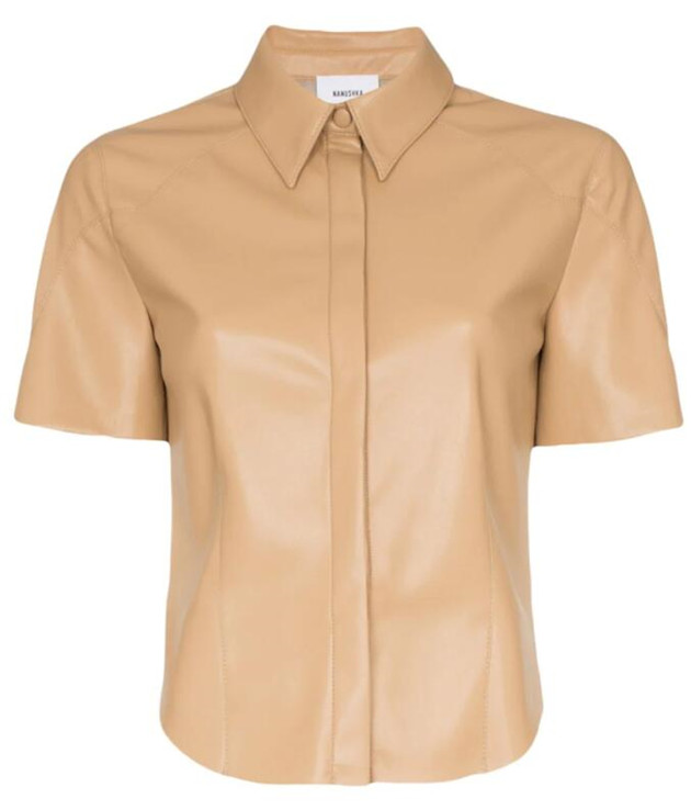 NANUSHKA Clare短袖环保皮革衬衫